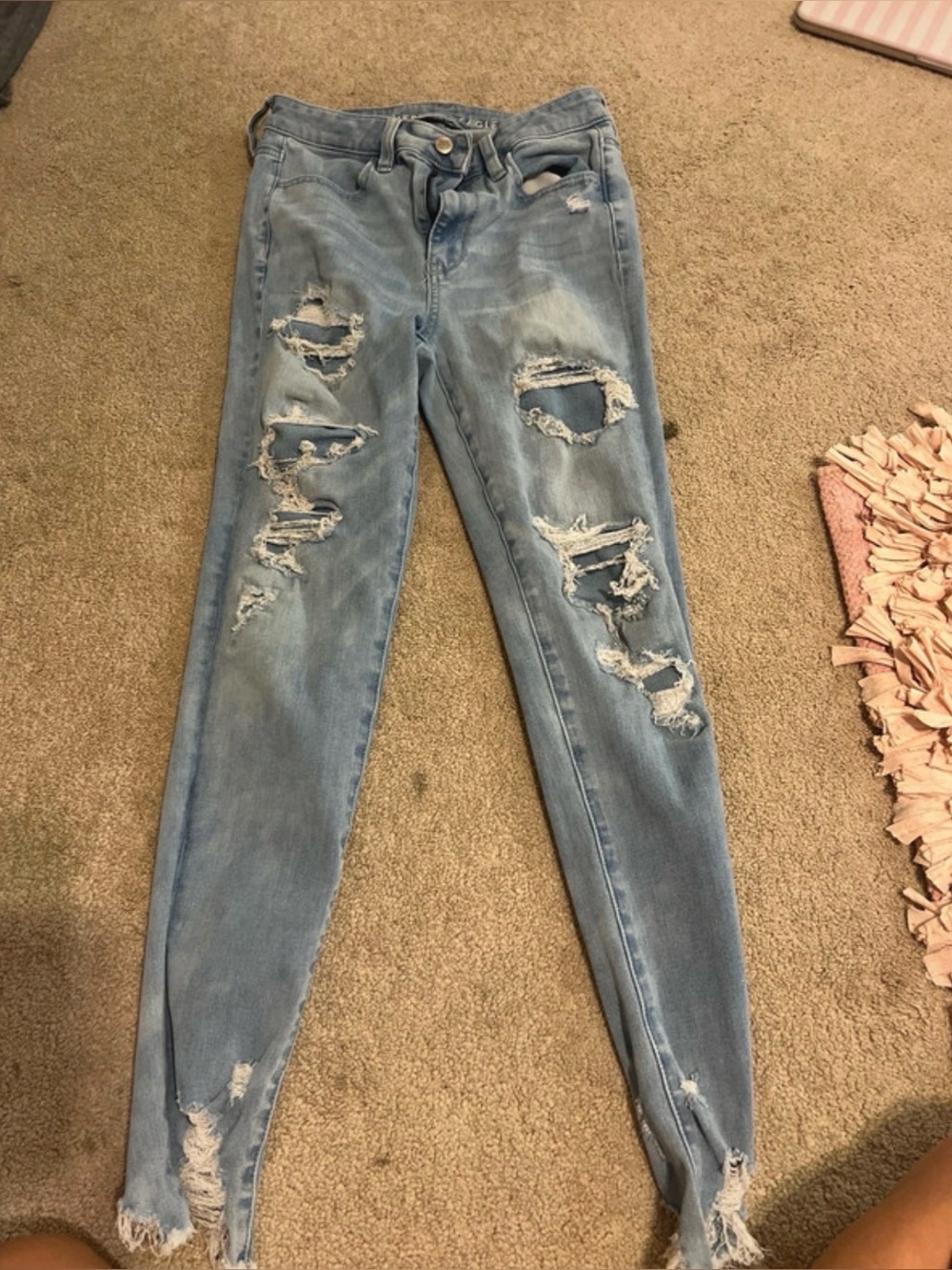 American Eagle Outfitters Light Blue Ripped Skinny Jeans